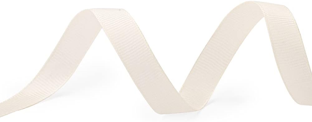 LIUYAXI 1/2" X 50 Yards Solid Ivory/Cream Grosgrain Ribbon, Perfect for Crafts, Wedding Decor, DIY Hair Accessories, Sewing, Gift Package Wrapping and More