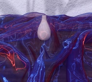 Two-Tone Iridescent Holographic Organza Fabric - 5.5 Yards | Lightweight Sheer Gauze Voile Tulle | for Dresses, Party Decor, DIY Crafts, Shiny Backdrops(Sapphire red)