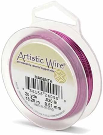 Artistic Wire, 20 Gauge Tarnish Resistant Colored Copper Craft Wire, Magenta, 15 yd