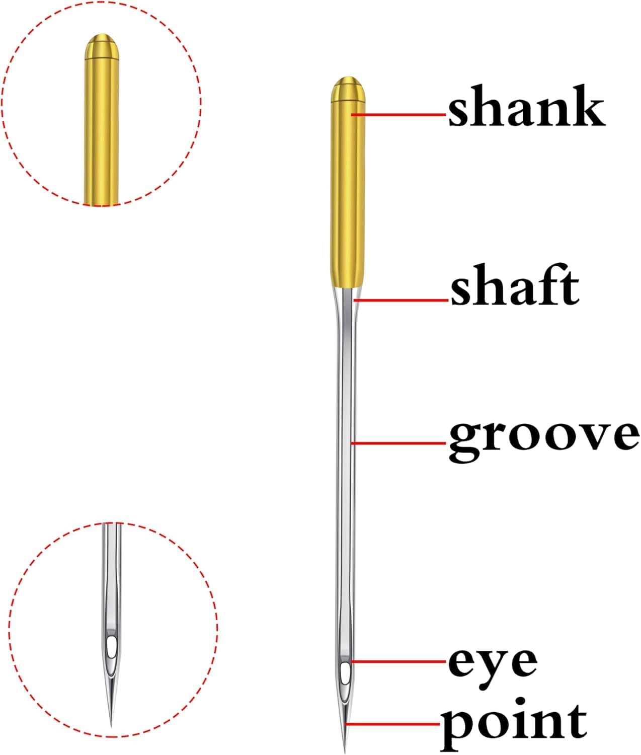 HONEYSEW 30 Pieces Sewing Machine Needles HAX1 130/705H Universal Regular Point Flat Shank Sewing Needle Compatible with Singer, Brother,Janome,Pfaff and Other Brand (Red Size 16-30PCS)