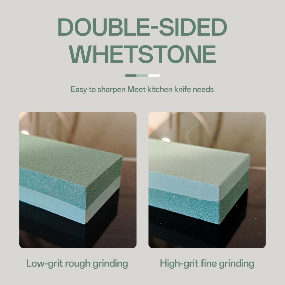 YKLP Knife Sharpening Stone,Whetstone Set Kitchen Knife Sharpener Stone 2 Side 180/320 Grit,Wet Stones for Sharpening Chisel Blades, Knives, Scissor Blades with Non-slip Rubber Base and Angle Guide