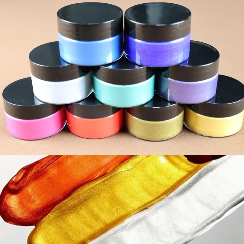 Shimmer Metallic Acrylic Paint Metallic Chalk Paste 1.7oz/50ml Deep Gold, Ideal for Wood/T-Shirts/Glass/Stone, DIY Crafts Projects Glitter Pearlescent Golden Pigment Suitable for Beginners Artists