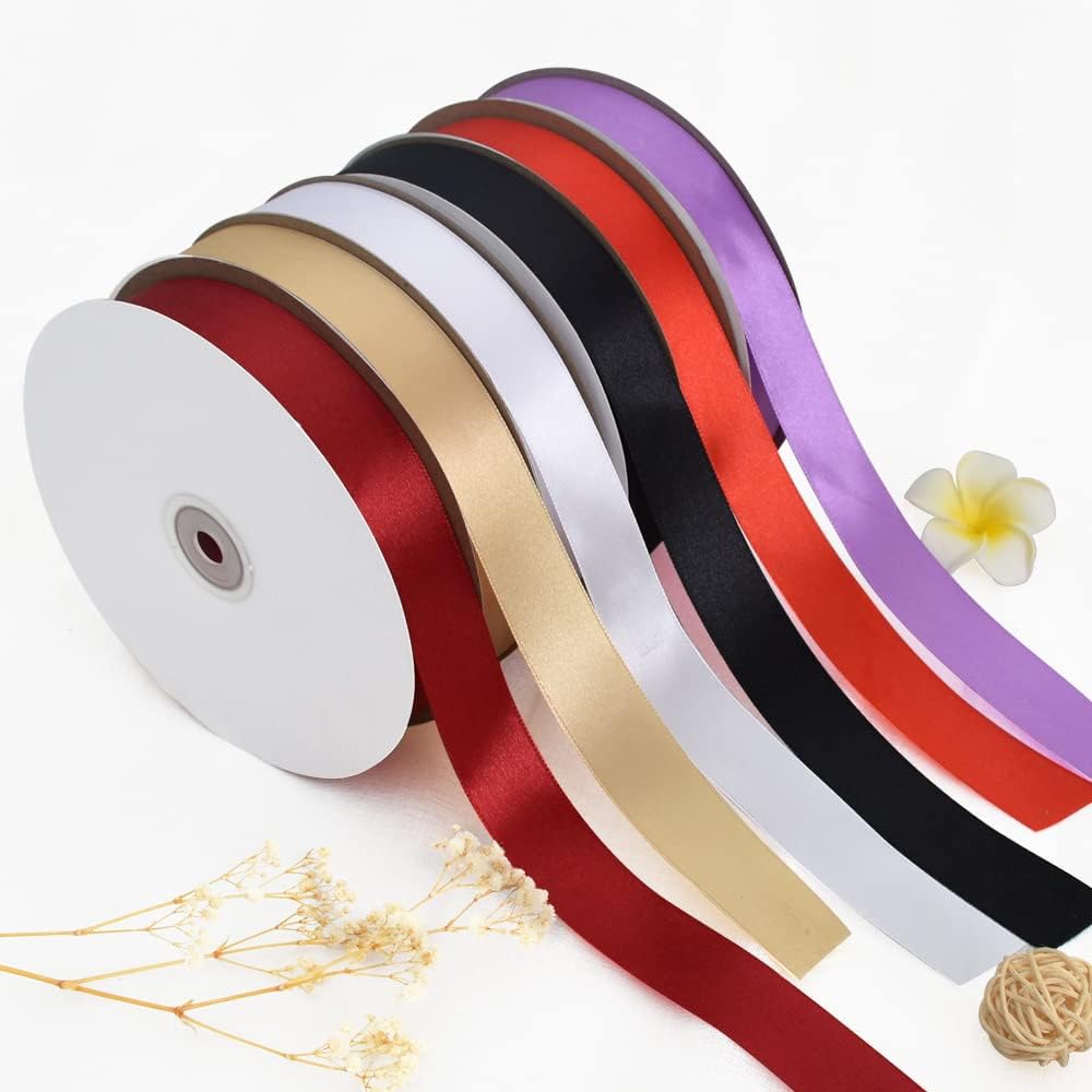 TONIFUL 1 Inch x 100yds Black Satin Ribbon, Thin Solid Color Satin Ribbon for Gift Wrapping, Crafts, Hair Bows Making, Wedding Party Decoration, Sewing, Halloween, Floral Bouquets, Christmas