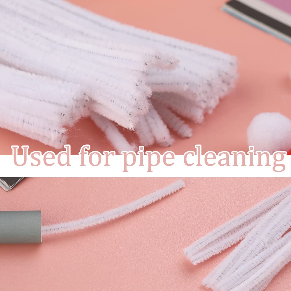 60 PCS White Pipe Cleaners - Bulk Art & Craft Pipe Cleaners Chenille Stem for Creative Home Decoration and Arts Crafts