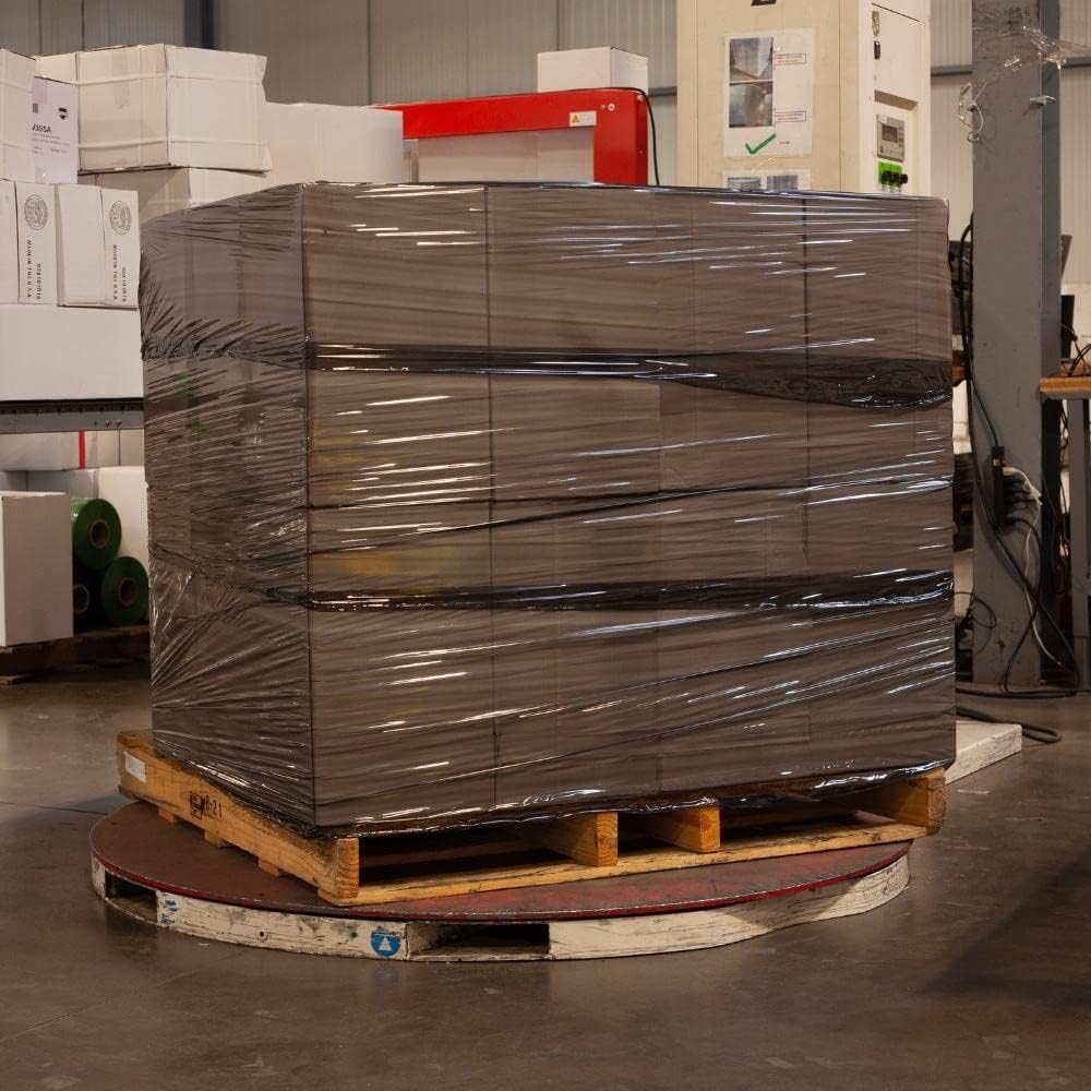 PSBM Black Stretch Wrap, 15 Inch x 1476 Feet, 144 Pack, Tinted Pre-Stretched Shrink Wrap Film for Moving, Packaging, Pallet Wrapping