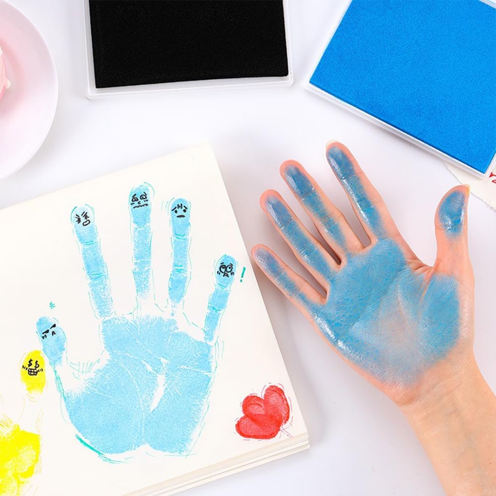 GTLZLZ Large Ink Pad for Rubber Stamps, 5" x 4" Washable Craft Stamp Pad for Kids, Fingerprint Ink Pad for Paper, Scrapbooking, Wood Fabric (Green)