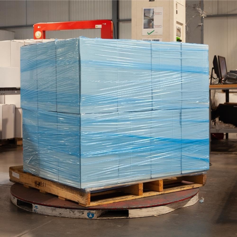 PSBM Blue Stretch Wrap, 15 Inch x 1476 Feet, 72 Pack, Tinted Pre-Stretched Shrink Wrap Film for Moving, Packaging, Pallet Wrapping
