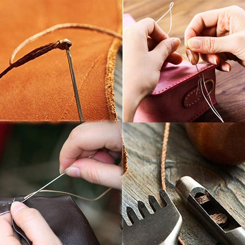 284 Yards Waxed Thread, 210D Heavy Duty for Leather Sewing, Upholstery, 0.8mm Flat Waxed for Bookbinding, Shoe Repairing, Leather Projects