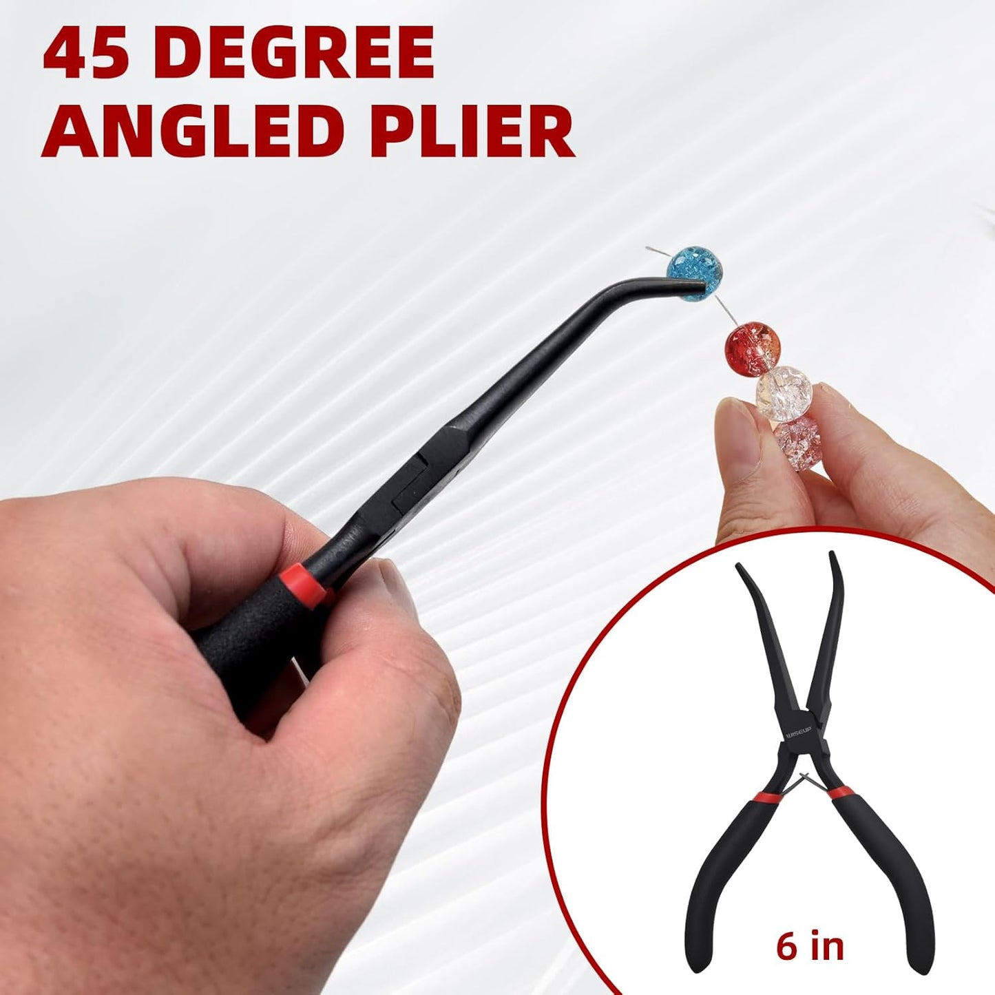 WISEUP 6" Mini Needle Nose Pliers Set,2-Piece Small Long Reach Bent Needle Nose Pliers for Jewelry DIY Craft,Repair & Wire Wrapping