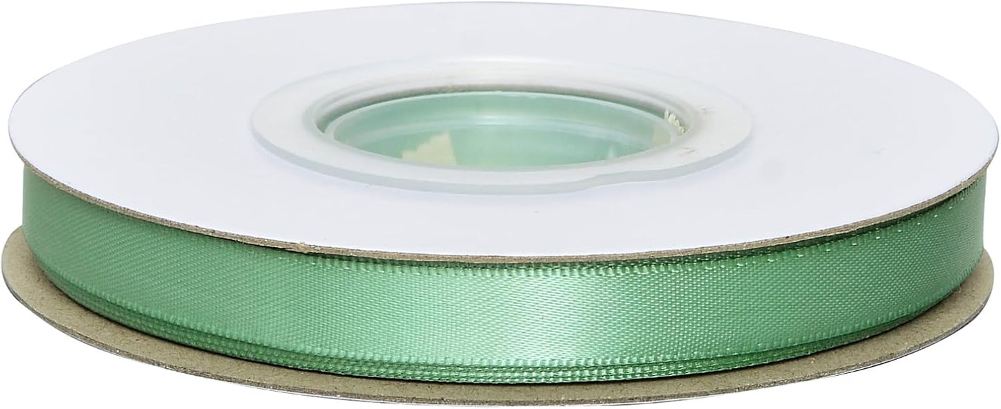 YAMA Sage Green Double Faced Satin Ribbon, 3/8 Inch 25 Yards, Light Green Ribbon for Gift Wrapping Crafts Hair Bows Wedding Party Decoration