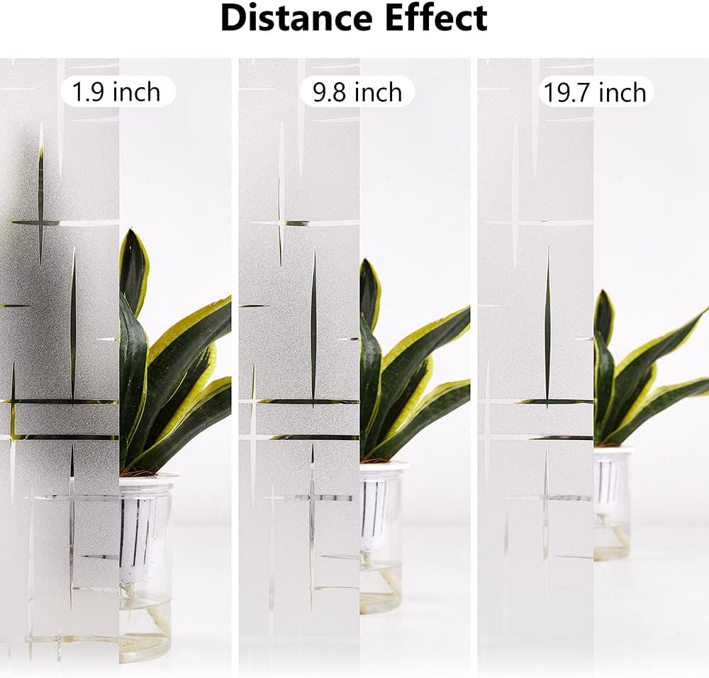 NINETREX Frosted Window Privacy Film,Window Cling Privacy Film, Decorative Glass Static Cling Non-Adhesive Vinyl Removable for Home Office Cross Pattern,35.4 x 78.7Inches