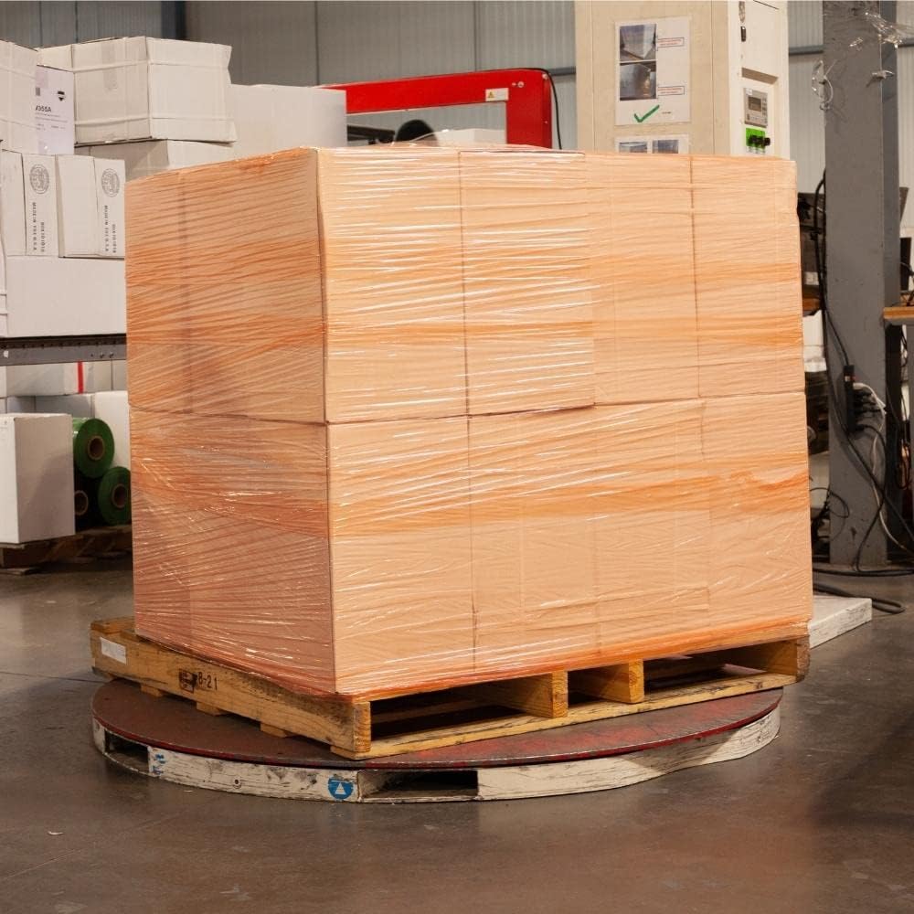 PSBM Orange Stretch Wrap, 15 Inch x 1476 Feet, 72 Pack, Tinted Pre-Stretched Shrink Wrap Film for Moving, Packaging, Pallet Wrapping