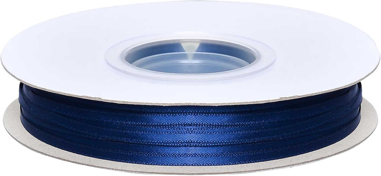 YAMA Navy Blue Double Faced Satin Ribbon, 1/8 Inch 100 Yards, Navy Ribbon for Gift Wrapping Crafts Hair Bows Wedding Party Decoration