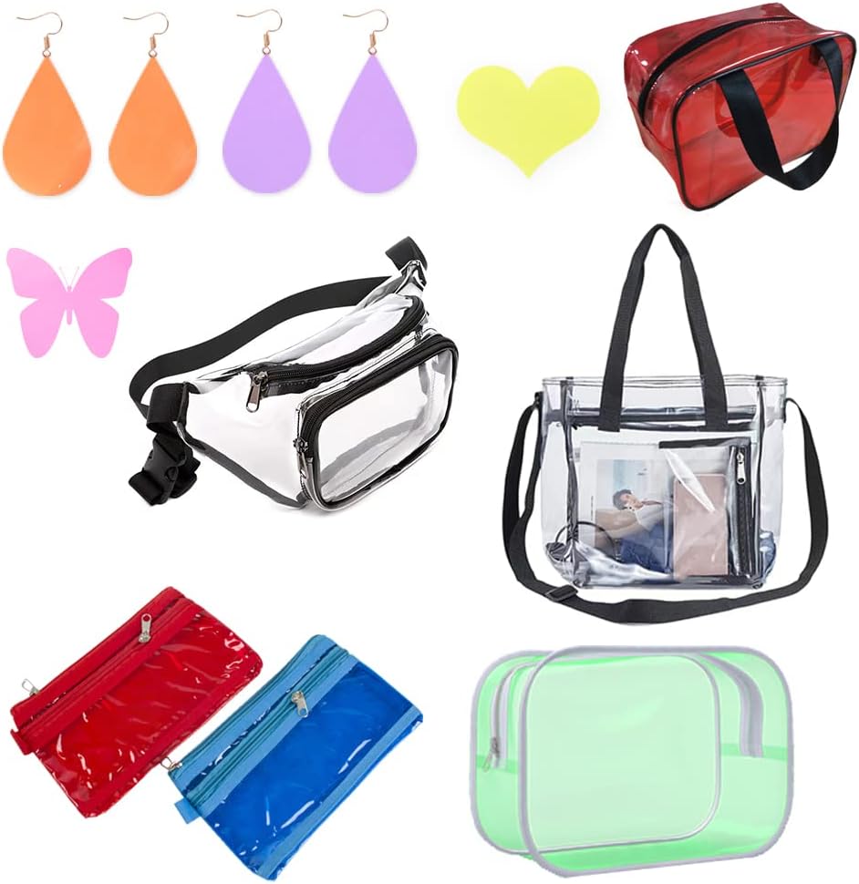 HYANG Dark Pink Transparent PVC Super Clear Holographic Vinyl Faux Leather Sheets 1 Roll 12" x 47" (30cm x 120cm) for DIY Bows Earrings Bags DIY Crafts Making