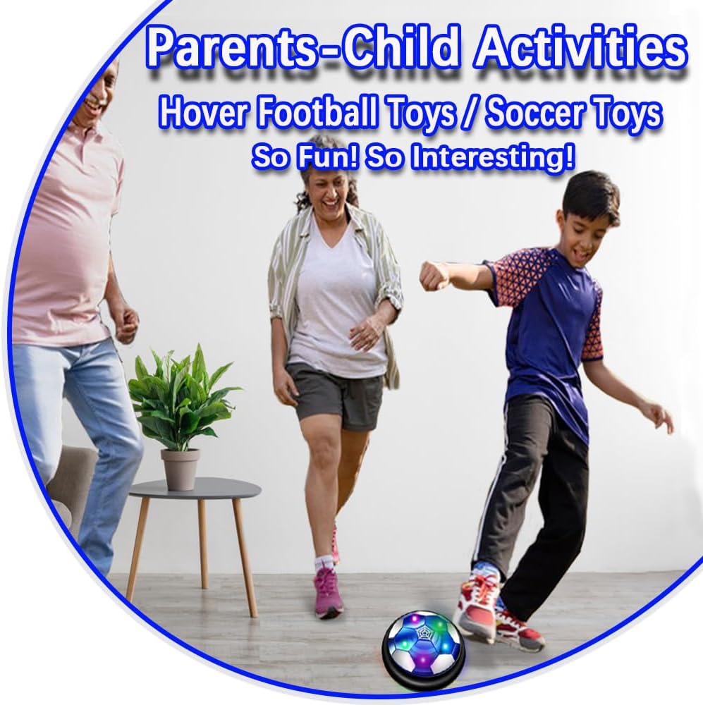 VNVDFLM Hover Soccer Ball Toys for Boys Girls,Rechargeable Floating Soccer Ball with Led Lights and Foam Cushion,Indoor Air Football Game Perfect Birthday for Kids Age 3-9(Black)