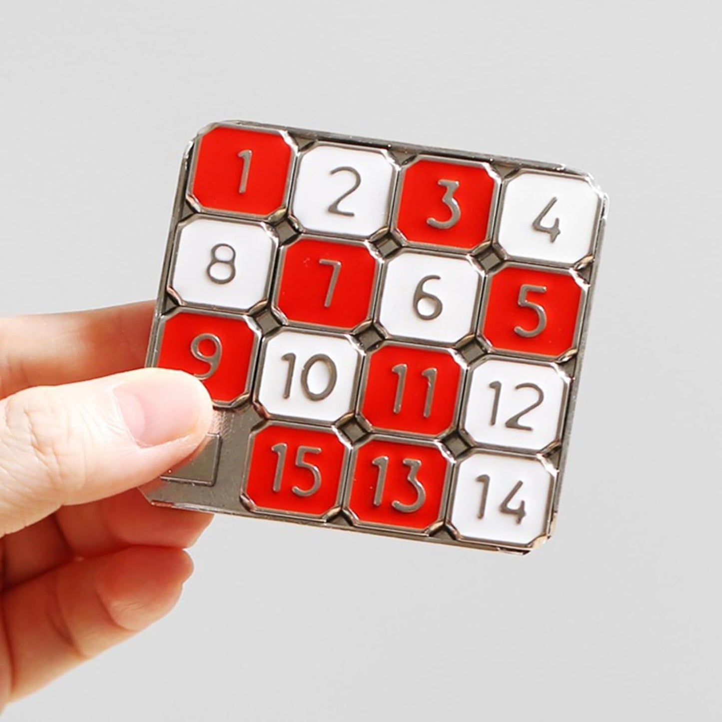 Metal Number Slide 15 Puzzle Red and White Number Sliding Puzzle Educational Learning Games Brain Teaser