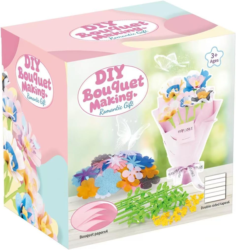 JUMP PASS BY DIY Fabric Flower Bouquets Toys for Kids Refill Kit - Arts & Crafts Toy Accessories-Flower Press Kit Accessories