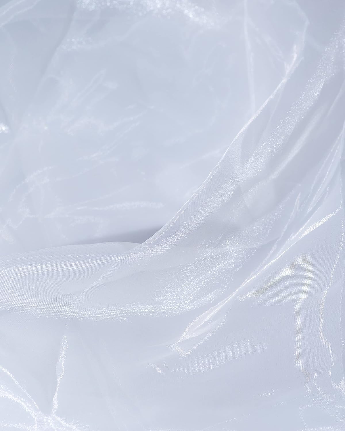 Organza Fabric 10 Yard Bridal Solid Sheer Bolt for Home Décor, Table Décor, Bridal, Fashion, Crafts, Decorations Silky Shiny Organza 44" - (10 Yard, White)