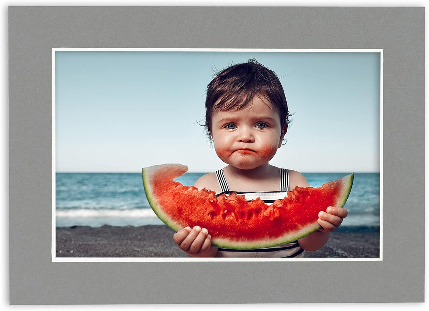 Pack of 25 Acid Free 8x10 Mats Bevel Cut for 5x8 Photos - Mid Grey Precut Matboards With Backing Boards and Clear Photo Mat Bags For Pictures, Photos, Framing - 4-ply Thickness