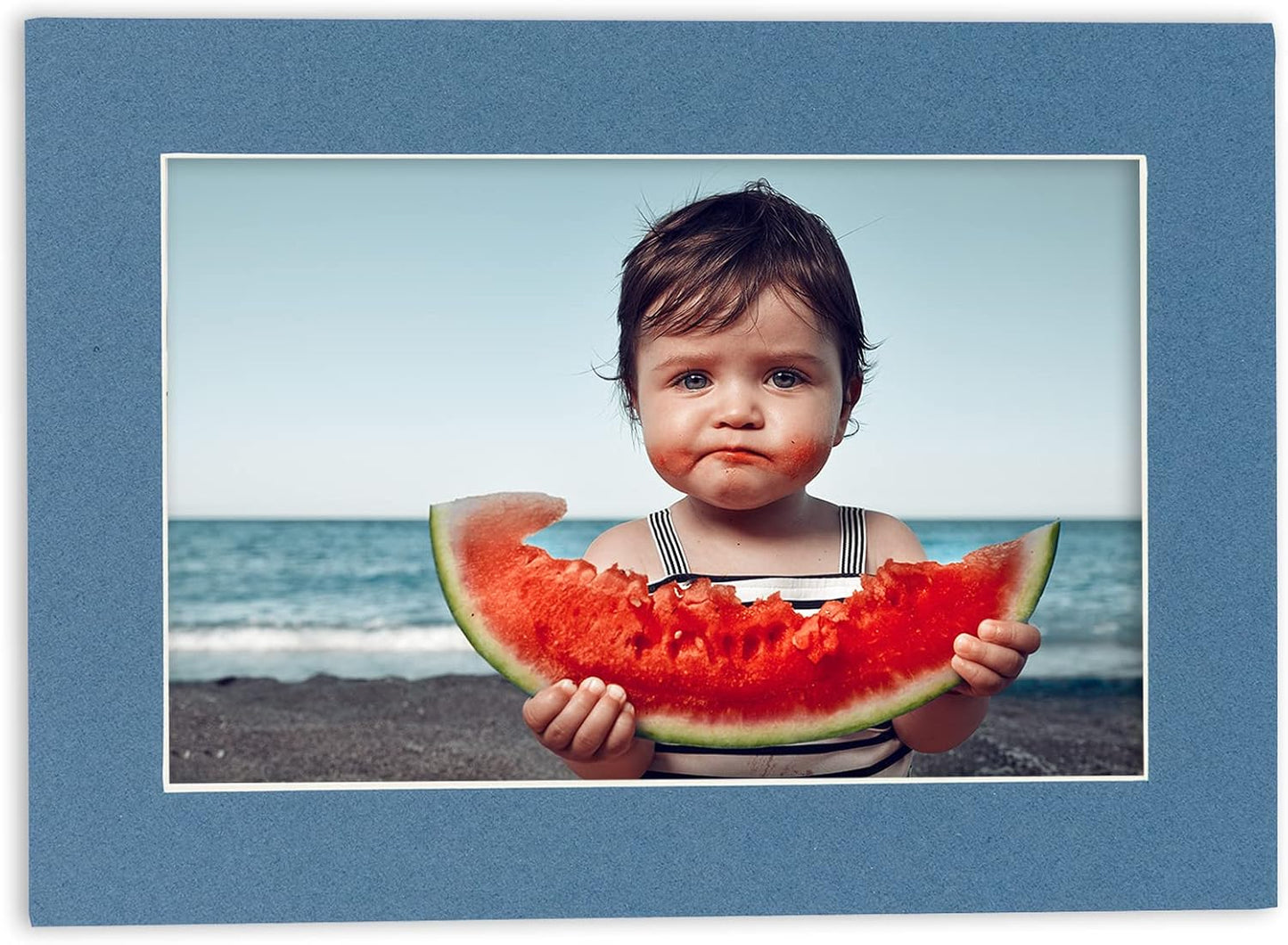 Pack of Ten Acid Free 8.5x11 Mats Bevel Cut for 7x9 Photos - Steel Blue Precut Matboards With Backing Boards and Self Seal Photo Mat Bags For Pictures, Photos, Framing - 4-ply Thickness