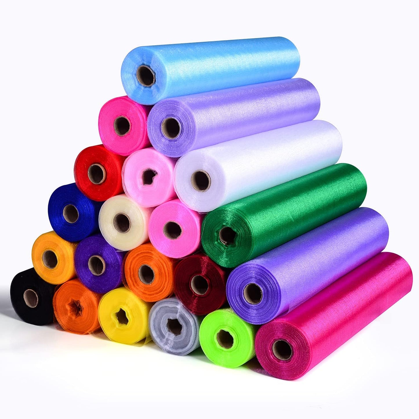 Crystal Organza Fabric Tulle - 16" by 50 Yards Sheer Fabric for Wedding Party Decoration Bridal Shower Tutu Roll Netting Spool Ribbon Wrapping (Yellow)