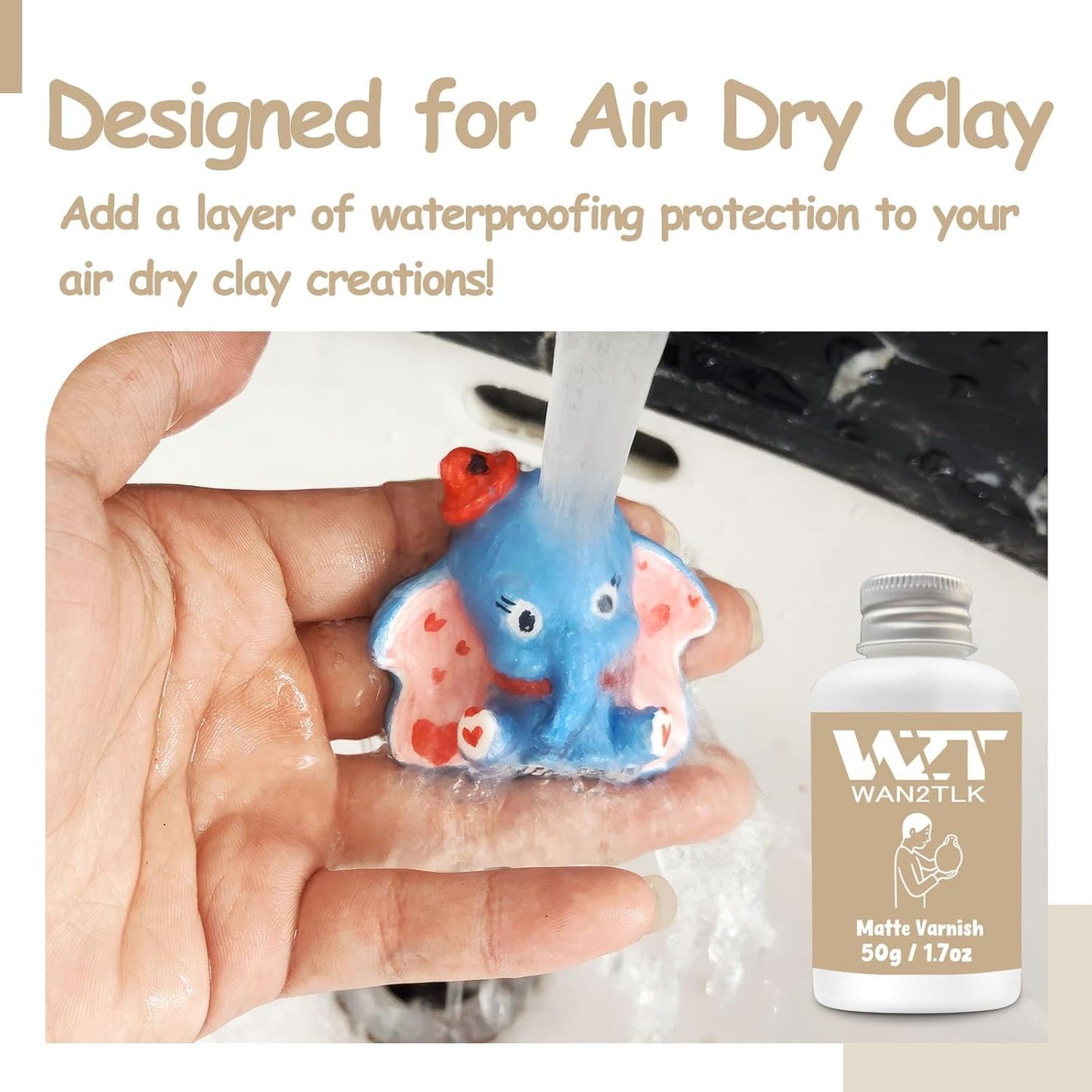 50ml Air Dry Clay Glaze & Varnish - Matte Finish for Crafts/Pottery/Sculptures - Waterproof & Quick-Drying & Non-Yellowing Clear Coating - Matte Polymer Clay Sealer