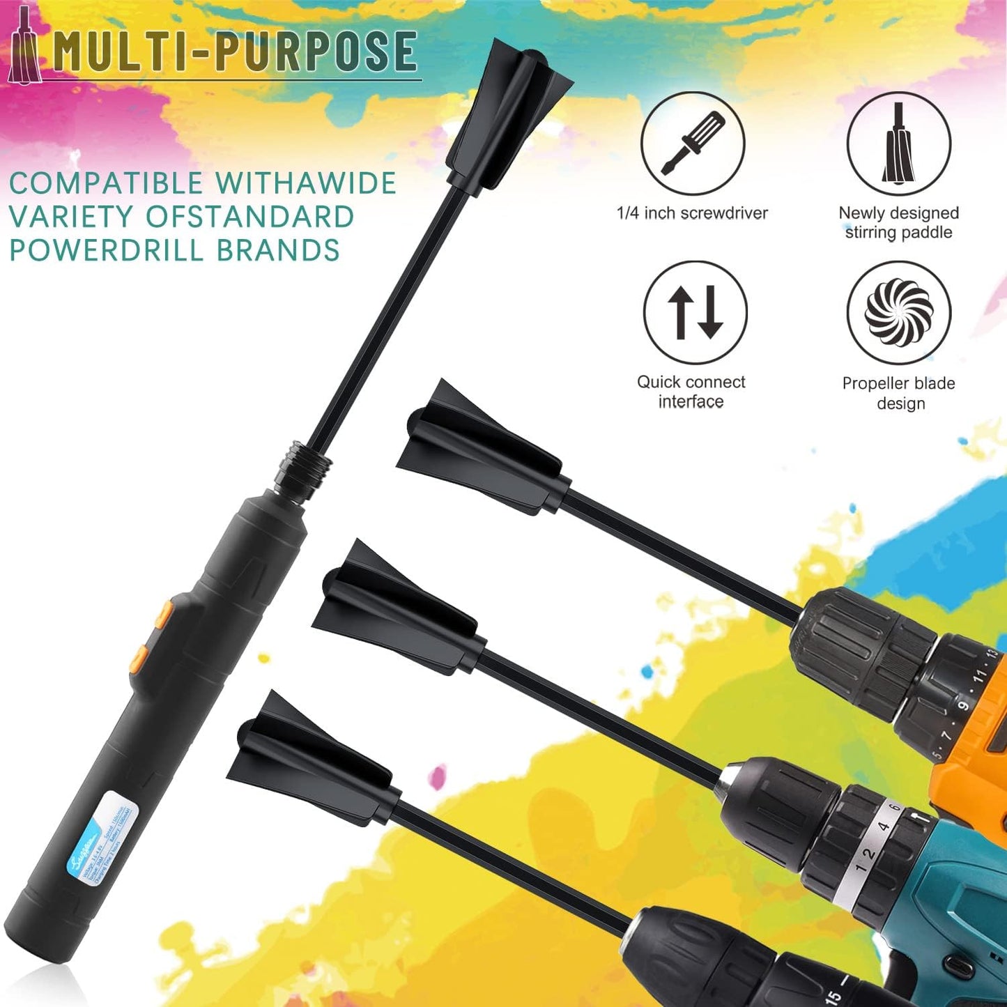 Suzzam Resin Mixer Paddles, 6 pcs Plastic Epoxy Mixer for Drill Paint Stirrer for Drill, Reusable Multipurpose for Resin Mixing, Paint Mixing