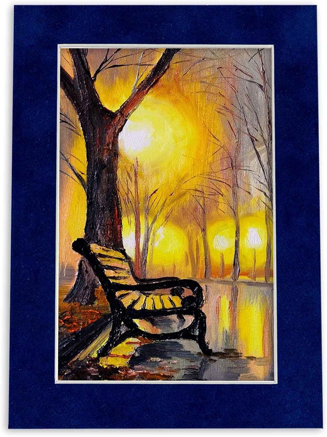 8.5x11 Mat Bevel Cut for 7x9 Photos - Acid Free Brooke Blue Suede Precut Matboard With Backing Board and Crystal Clear, Self Seal Photo Mat Bag - For Pictures, Photos, Framing - 4-ply Thickness