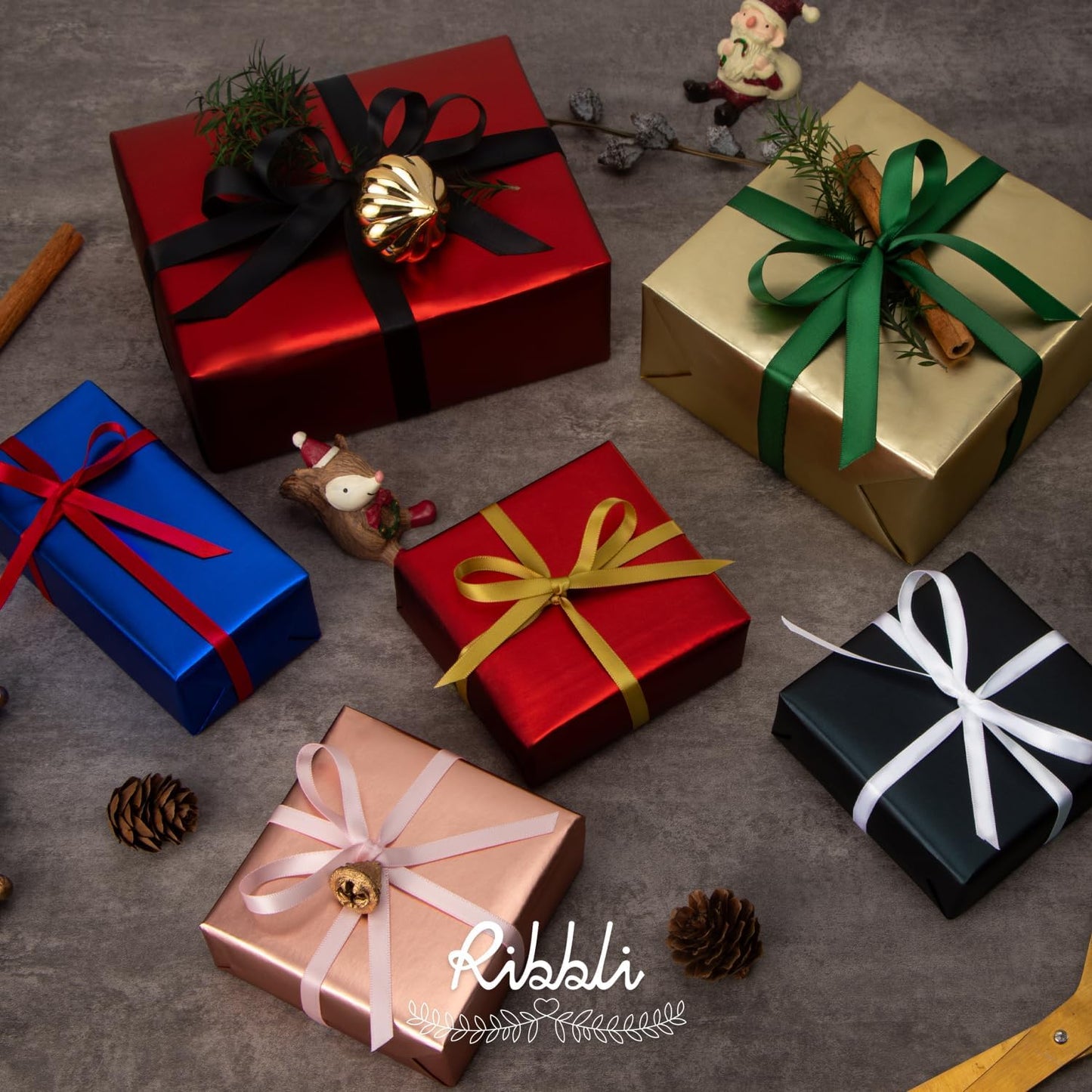 Ribbli Black Satin Ribbon,Double Faced Satin 1/4 inch x Continuous 50 Yards,Black Ribbon Use for Bows Bouquet,Gift Wrapping,Wedding Decoration,Floral Arrangement