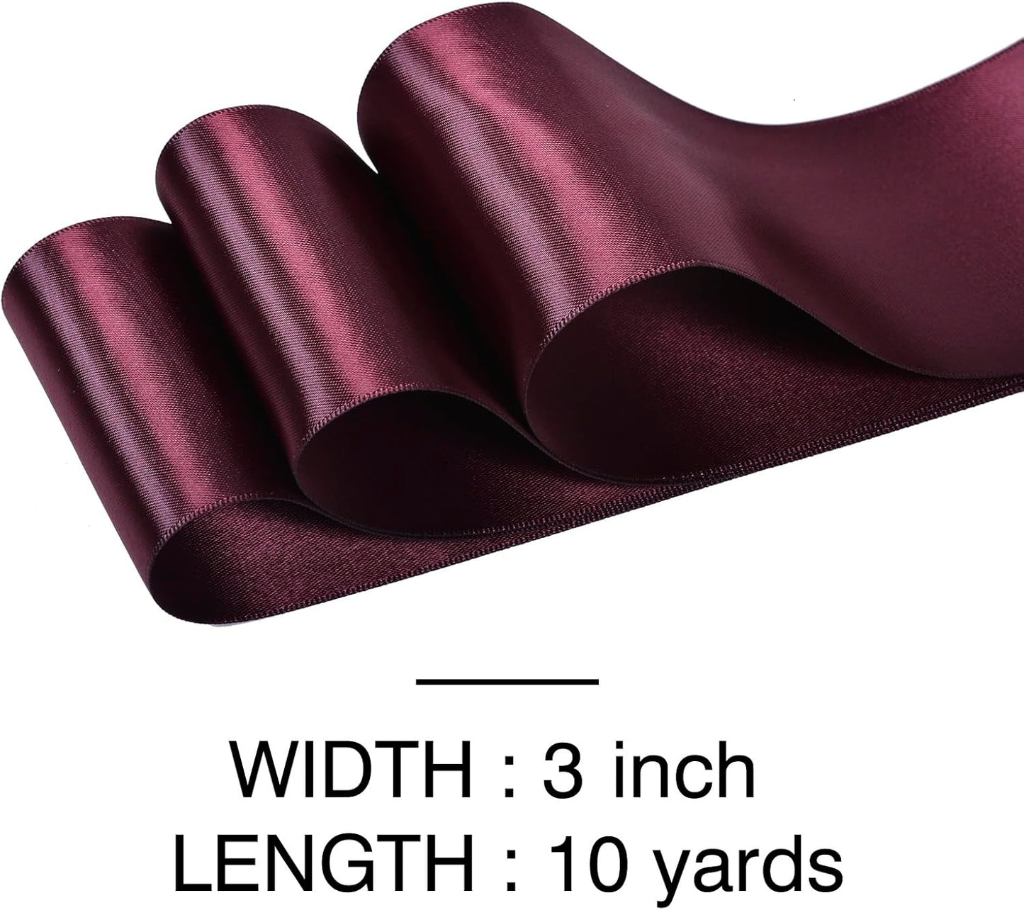 YAMA Burgundy Double Faced Satin Ribbon, 3 Inch 10 Yards, Great for Crafts Bows Flower Bouquet Wedding Home Decor Gift Wrapping