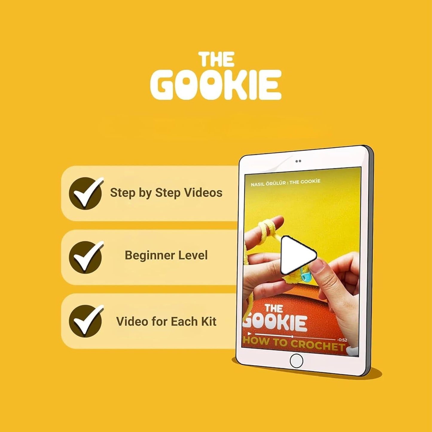 The Gookie Amigurumi Crochet Kit for Beginners β DIY Crochet Kit with Yarn, Hook, Eyes & Stuffing β Easy Starter Set with Video Tutorials β Cute Plush Toy Craft Gift for Kids, Teens & Adults (Avocado)