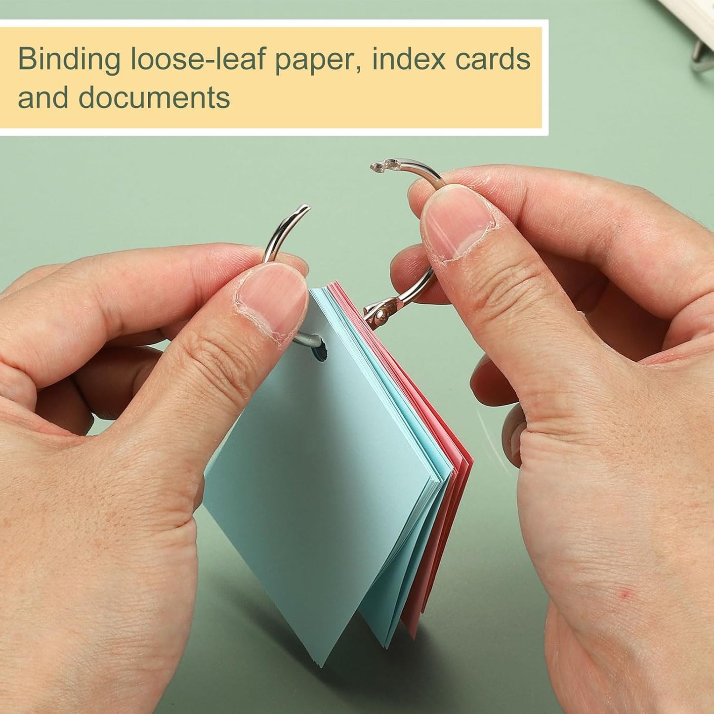 PATIKIL 1.5" x 1.8" Loose Leaf Binder Rings, 30 Pcs Metal Book Rings Nickel Keychain Ring for Paper Index Cards Flash Card Notebook Rings Office Home Book Binder, Silver Tone