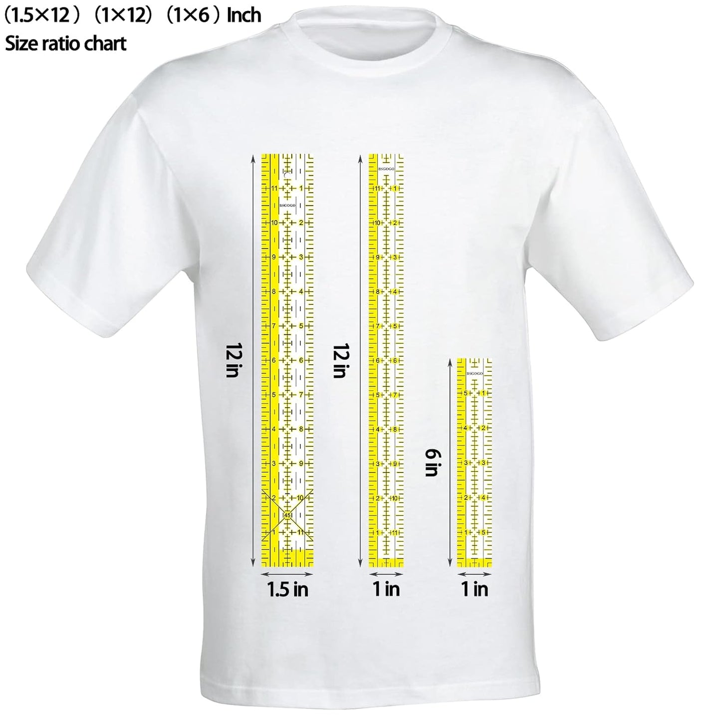 Acrylic Quilters Ruler 12"x1.5", 12"x1",6"x1"