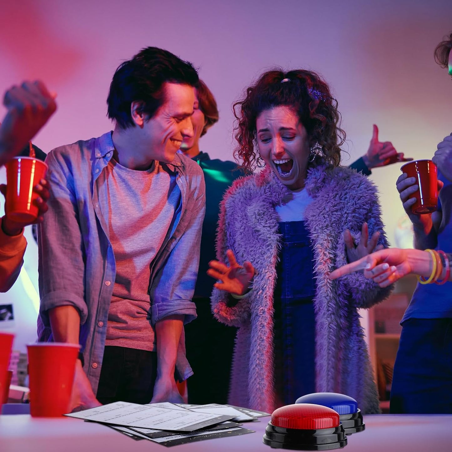 20 Pcs Retirement Friendly Feud Game Set Retirement Party Game Trivia Quiz with 18 Card 2 Buzzer for Adults Family Games Activities Party Supplies, Battery Not Included