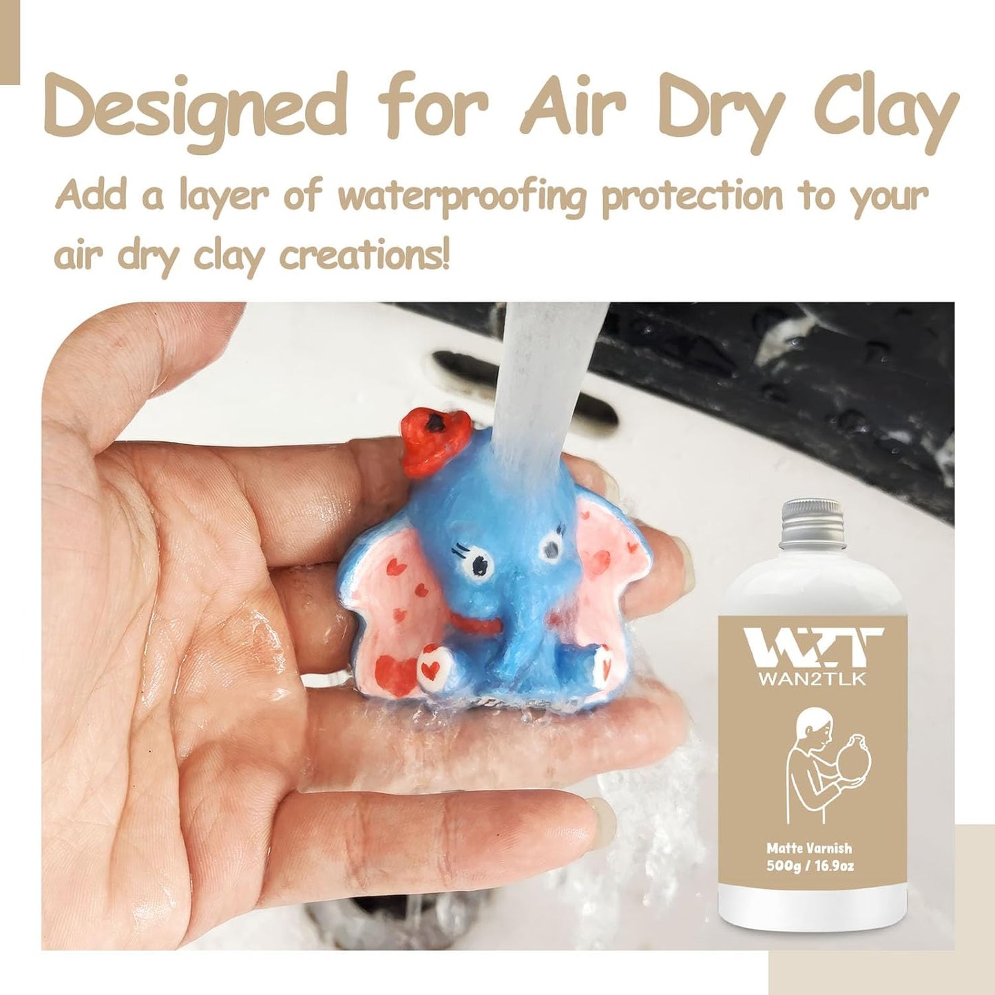 500ml Air Dry Clay Glaze, Clear Clay Varnish for Air Dry Clay Pottery, Waterproof and Scratch Resistant, Design for Air Dry Clay (Matte Varnish)