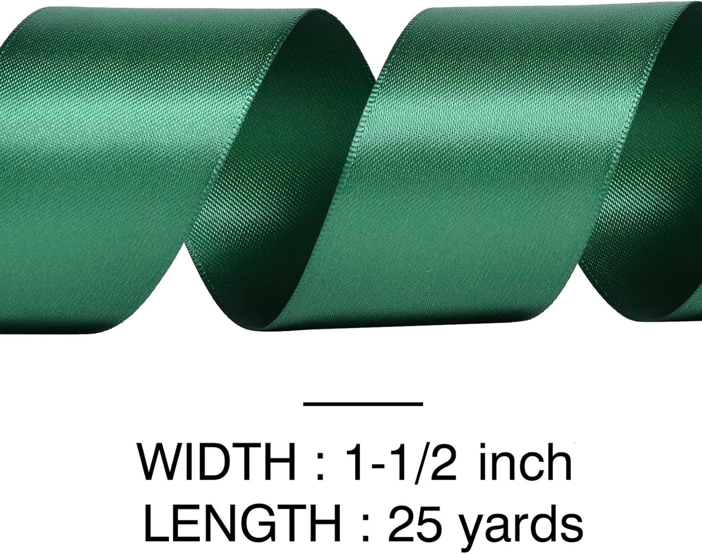 YAMA Forest Green Double Faced Satin Ribbon, 1 1/2 Inch 25 Yards, Great for Crafts Bows Flower Bouquet Wedding Home Decor Gift Wrapping