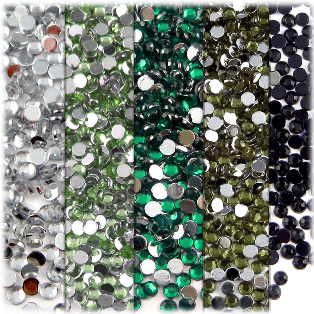 The Crafts Outlet 5-PK Set (7,200-Piece), Round 3mm Rhinestones, Flatback, Red Tones