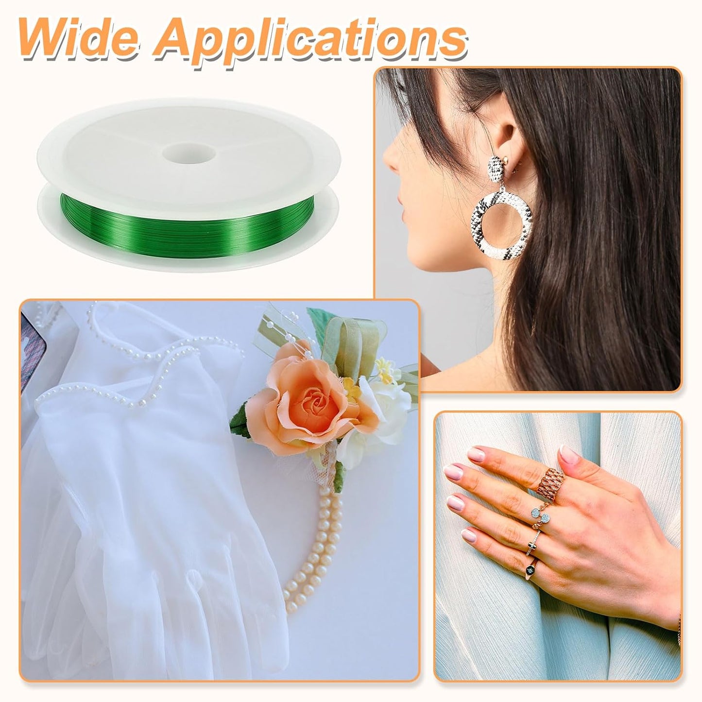 HARFINGTON 82ft Jewelry Wire, 32 Gauge (0.2mm) Brass Craft Soft Metal Tarnish Resistant Copper Beading Wire for Jewelry Making Supplies Crafting, Green