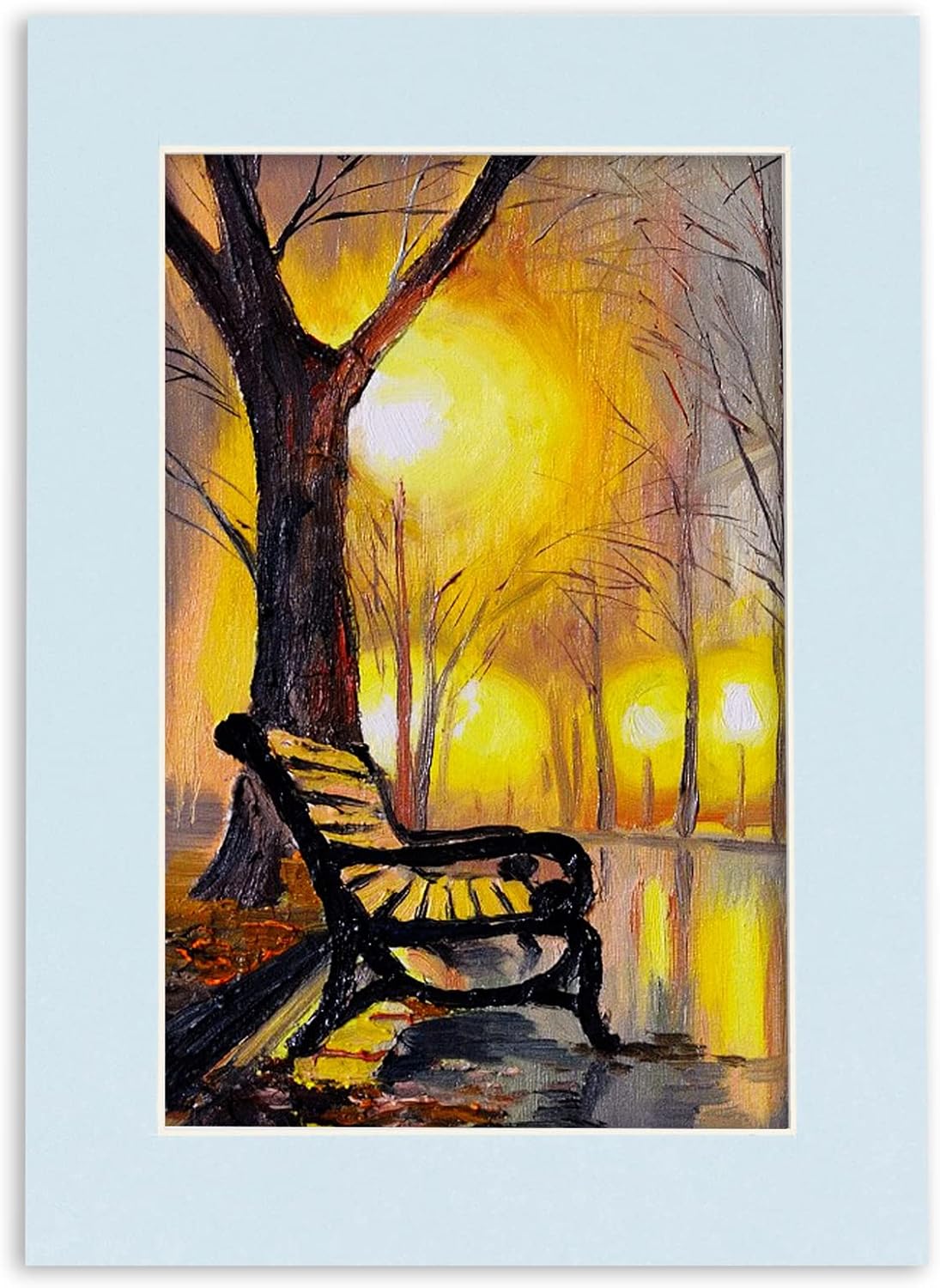 8.5x11 Mat Bevel Cut for 7x9 Photos - Acid Free Baby Blue Precut Matboard with Backing Board and Crystal Clear, Self Seal Photo Mat Bag - for Pictures, Photos, Framing - 4-ply Thickness