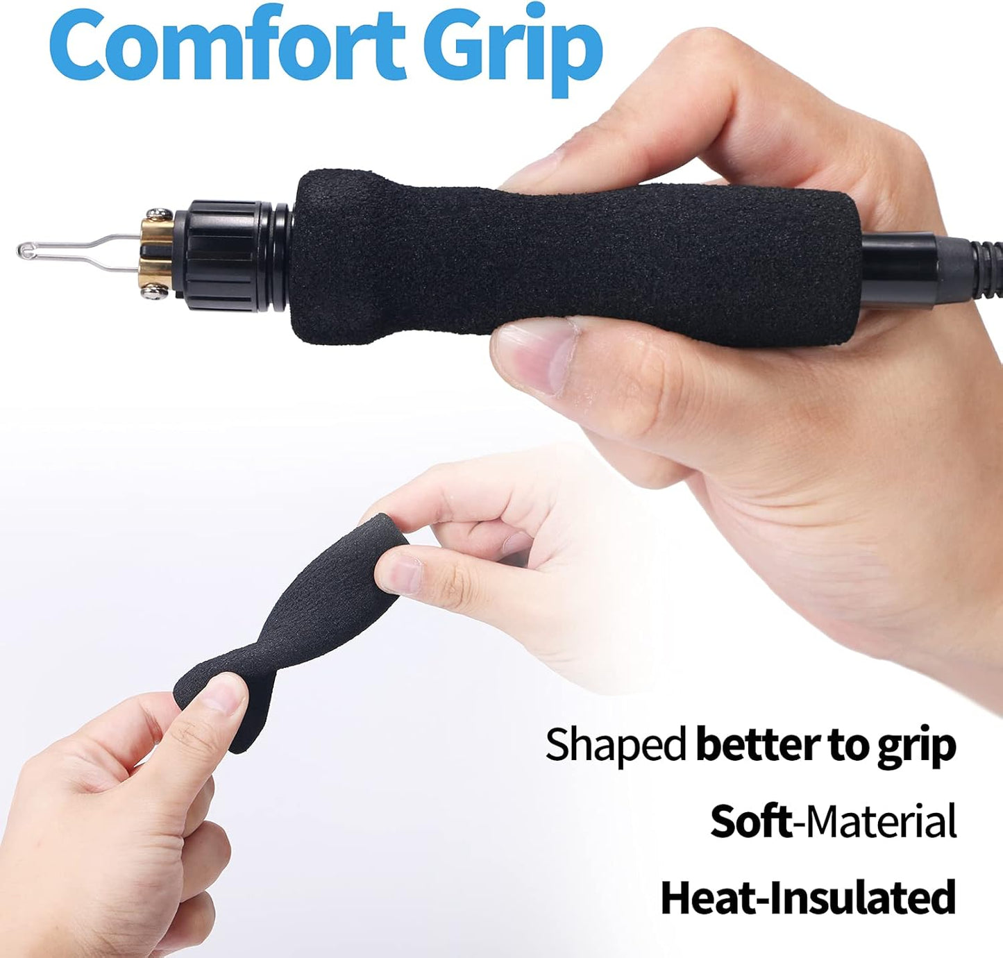 YIHUA 939D-II Pyrography Pen Wood Burning Kit Station 2-in-1 Solid-Point 200~480°C (with Temp Display)/Wire-Nib 250~750°C with 20 Nibs, Solid Points, 1 Stable Pen Holder, 2 Scrap Wood (Blue)