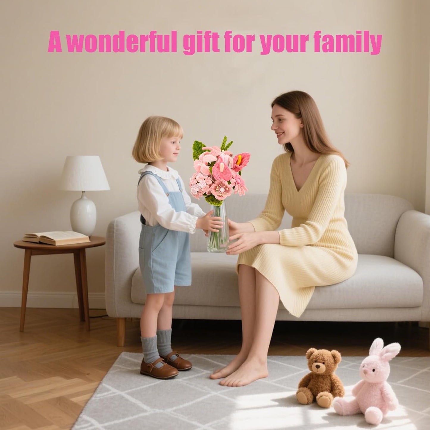 400 Pcs Pipe Cleaners Craft Set, 4 Assorted Pink Pipe Cleaners Bulk, Chenille Stems for DIY Flower Making Kit with Floral Stems, Gardening Tape, Stamen, Ribbon for DIY Bouquet Gift (Pink)