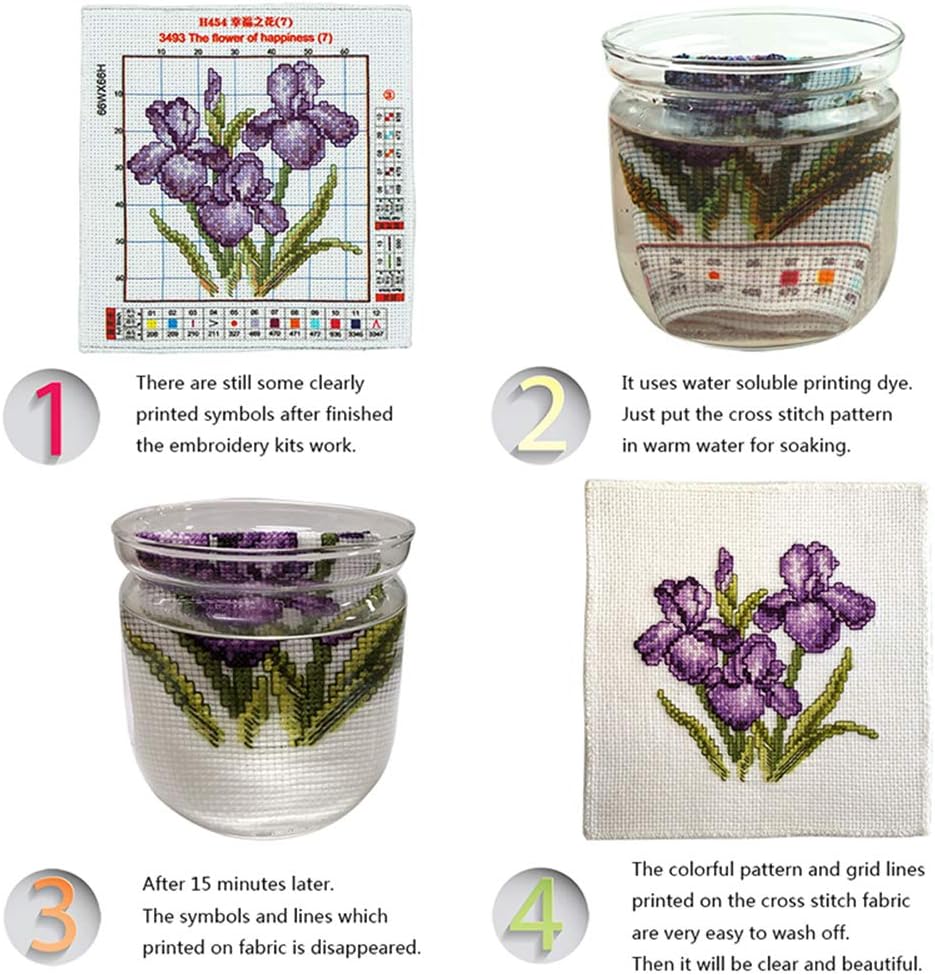 Stitchmelody Stamped Cross Stitch Kits,14CT Printed Pattern on Canvas,DMC Threads Embroidery Set-Happy Couple 17.3''×14.2''