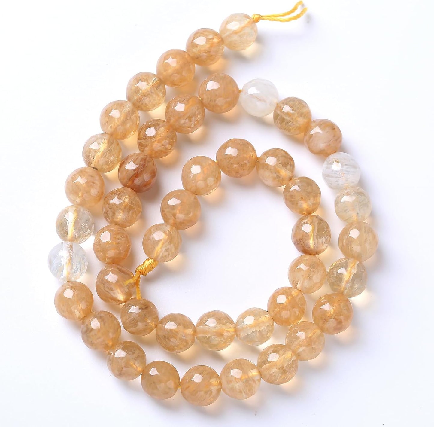 60pcs 6mm Natural Faceted Tea Watermenlon Jade Stone Beads for Jewelry Making Energy Healing Beads DIY Bracelet Necklace Accessories 15" (6mm, Faceted Tea Yellow Jade)