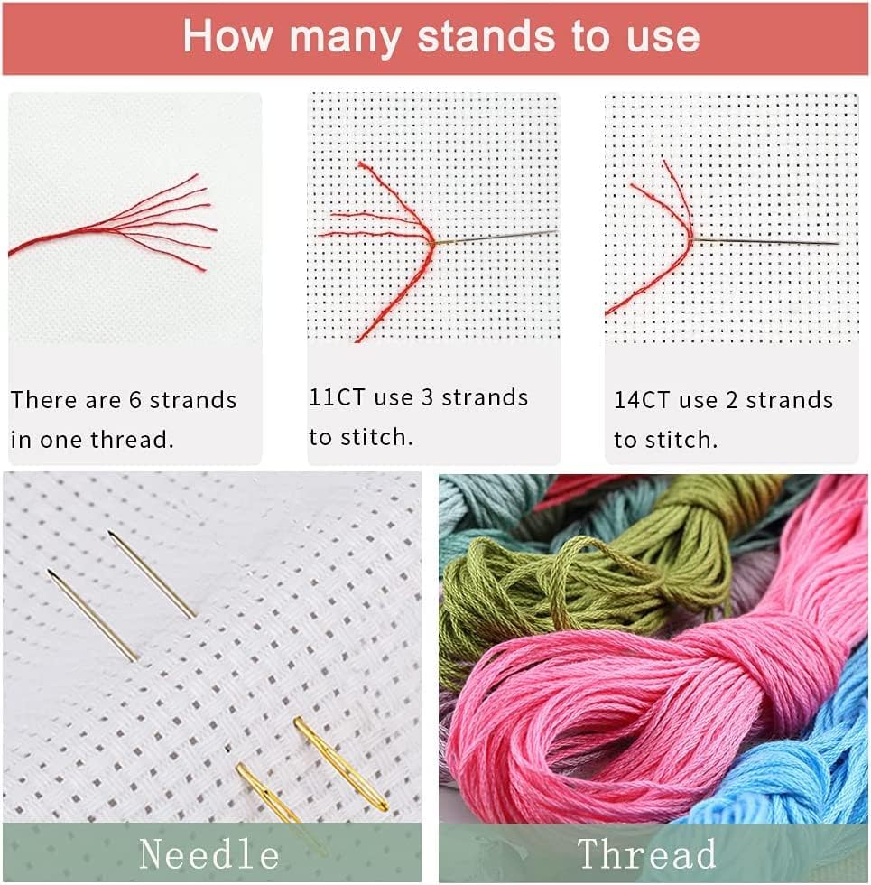 Leczany Cross Stitch Stamped Kit for Adults or Kids - Peacock | DIY Embroidery Starter Patterns Craft Kit Needlepoint for Beginner | 11CT, 3 Strands | 15x24 inches