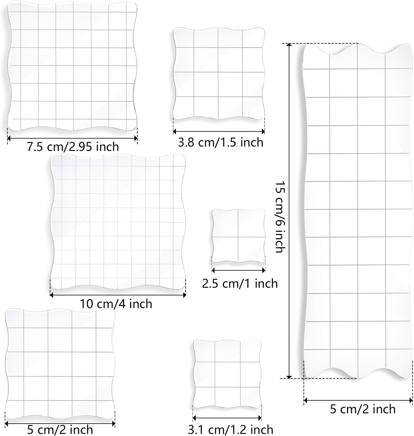 Mudder 7 Pieces Acrylic Stamp Blocks Set Clear Stamping Blocks Tools for Kids with Grid and Grip Scrapbooking Craft Making, Decorative DIY Essential Stamping Tool(Lace Edge)