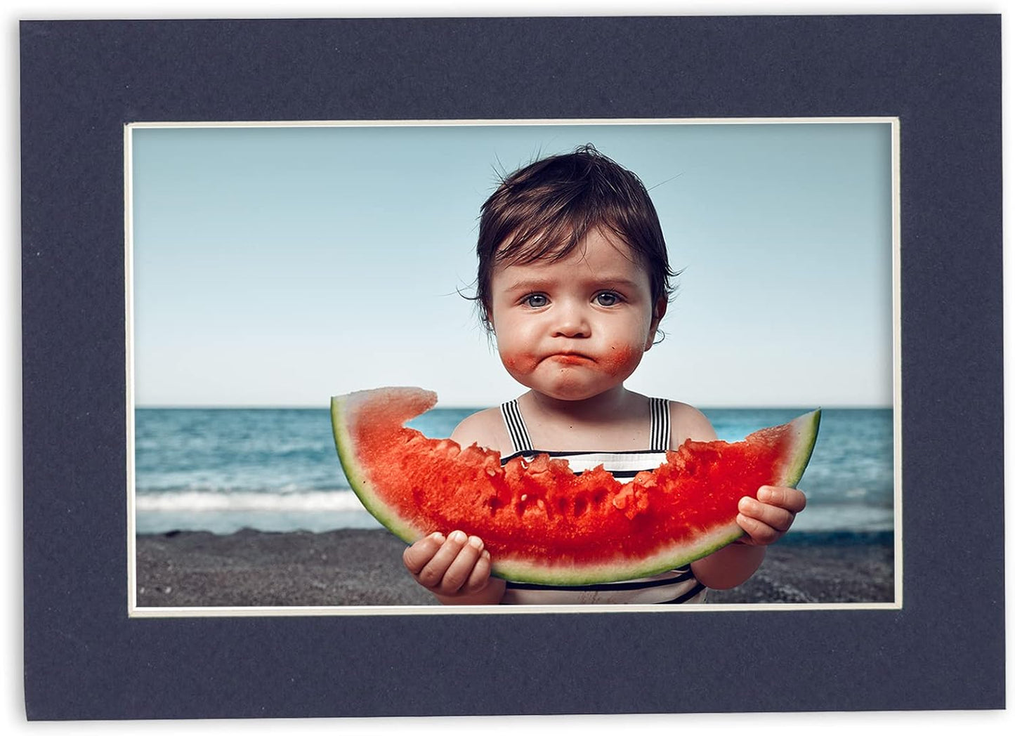 Pack of Ten Acid Free 8.5x11 Mats Bevel Cut for 7x9 Photos - Navy Precut Matboards With Backing Boards and Self Seal Photo Mat Bags For Pictures, Photos, Framing - 4-ply Thickness