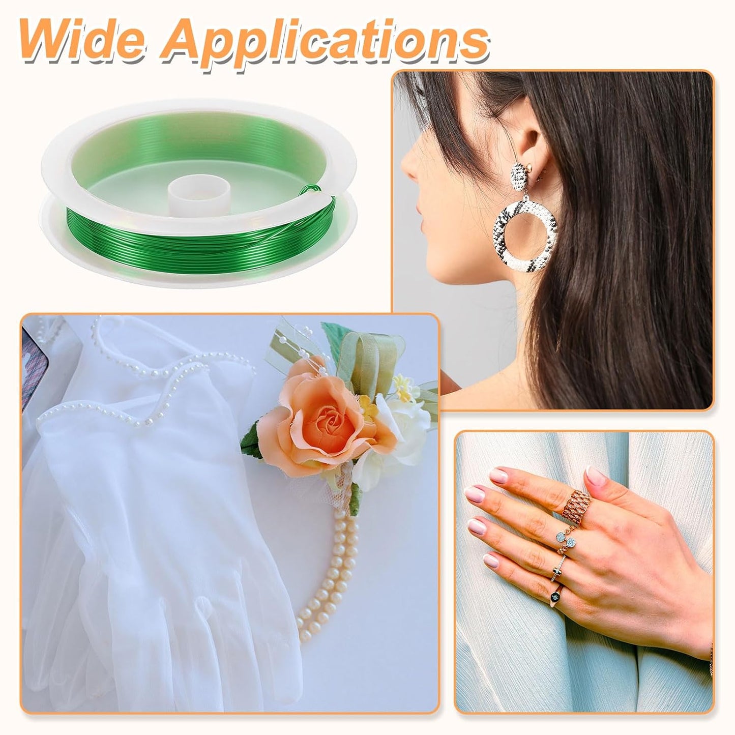 HARFINGTON 13ft Jewelry Wire, 22 Gauge (0.6mm) Brass Craft Soft Metal Tarnish Resistant Copper Beading Wire for Jewelry Making Supplies Crafting, Green