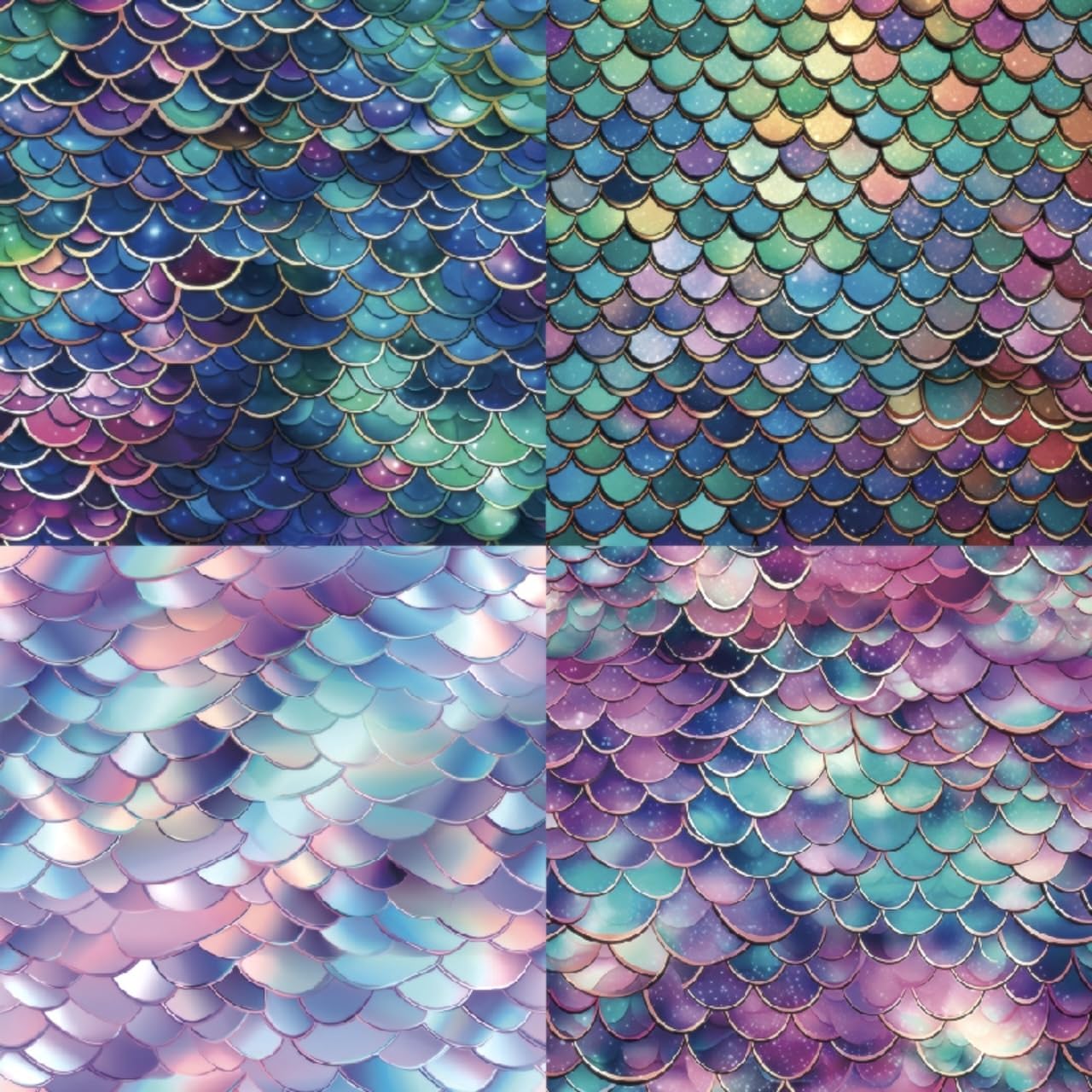 Mermaid Themed Scrapbook Paper Pad 6x6 inches, Single-Sided Scales and Seashell Patterns Designs For Craft - 24 Decor Sheets