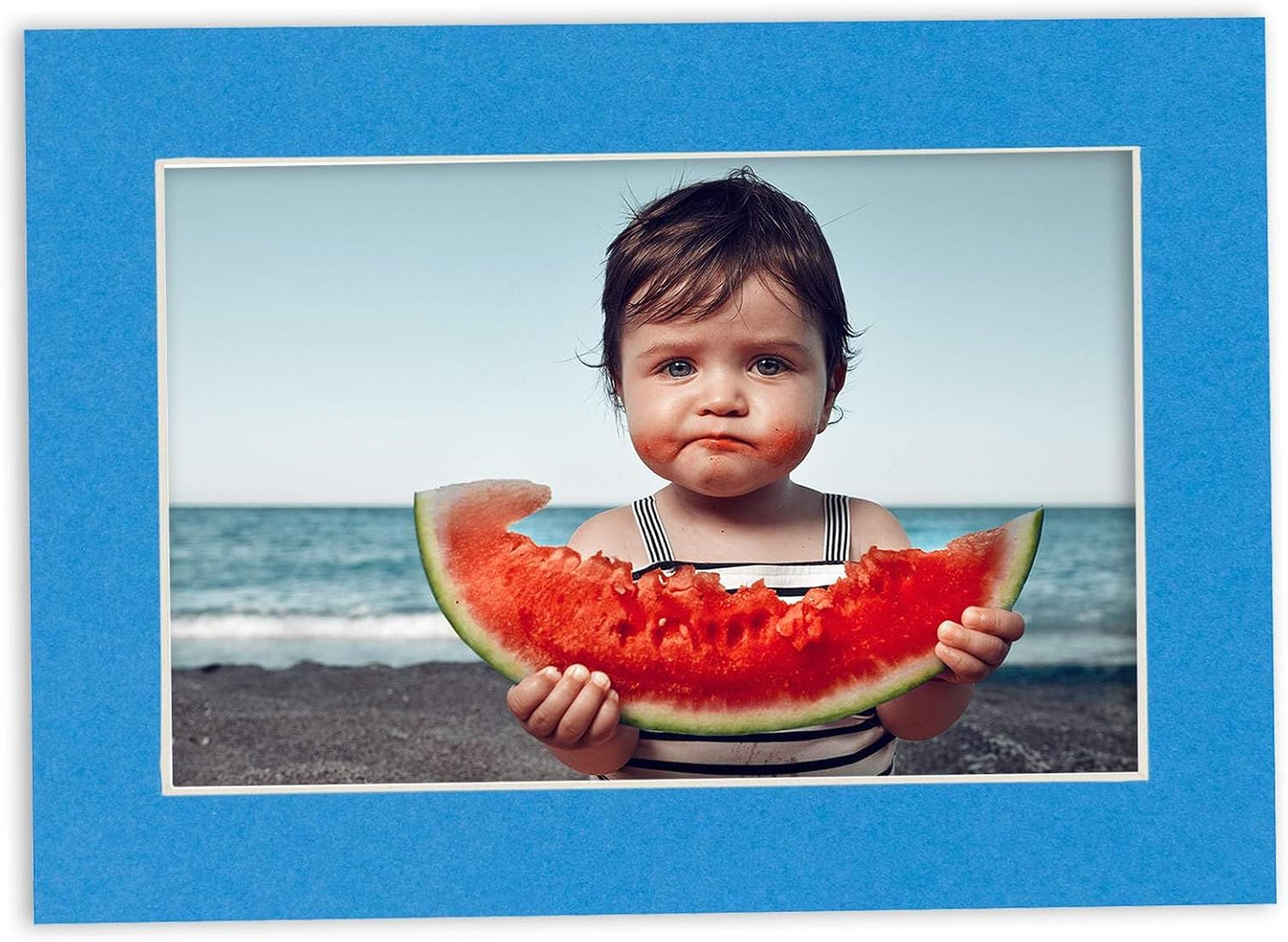 Pack of 25 Acid Free 8.5x11 Mats Bevel Cut for 7x9 Photos - Bay Blue Precut Matboards With Backing Boards and Clear Photo Mat Bags For Pictures, Photos, Framing - 4-ply Thickness