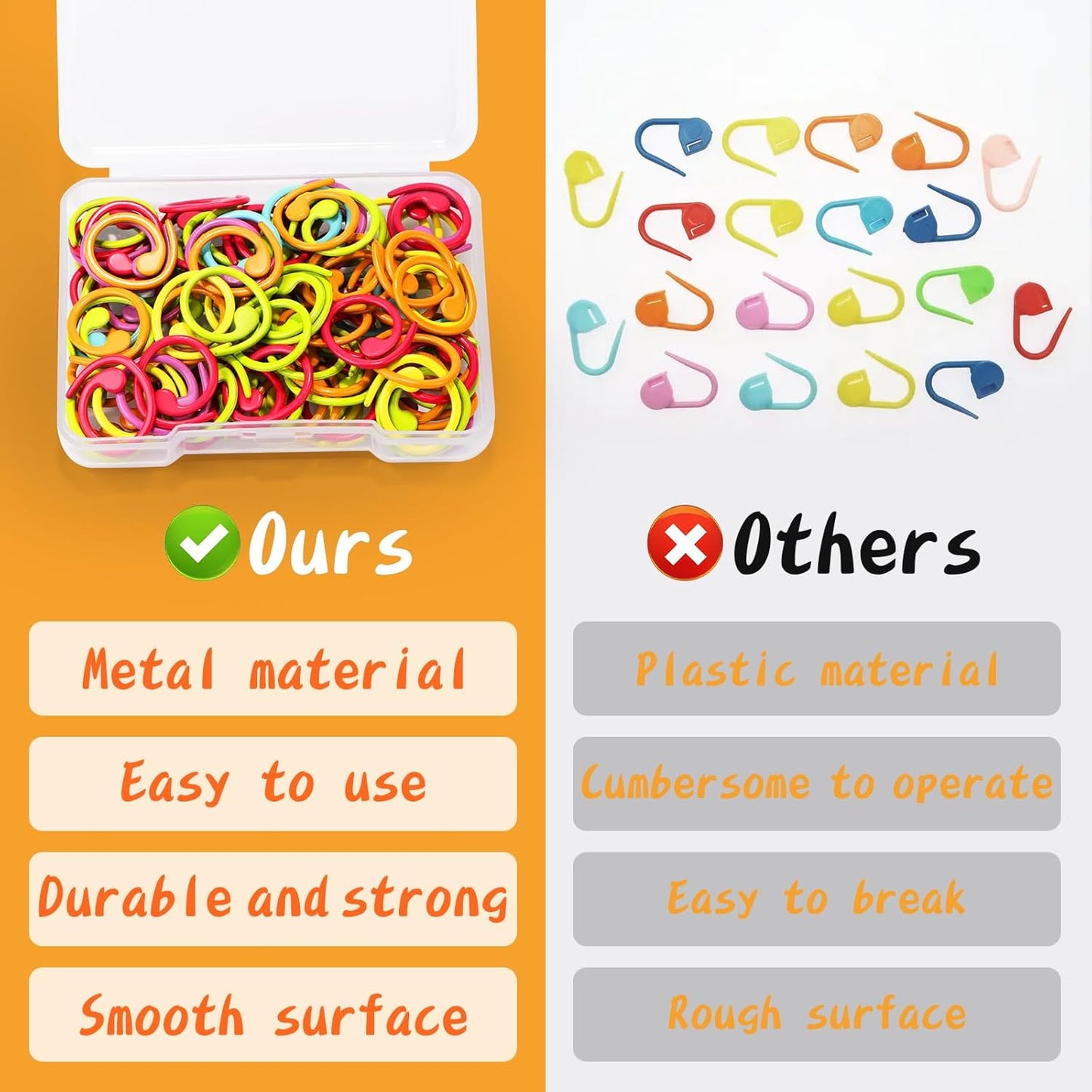 Jmuiiu 100pcs Metal Stitch Markers, Spiral-Shaped Stitch Markers for Crocheting, Colorful Crochet Ring, Crochet Markers for Crocheting and Knitting with Storage Box